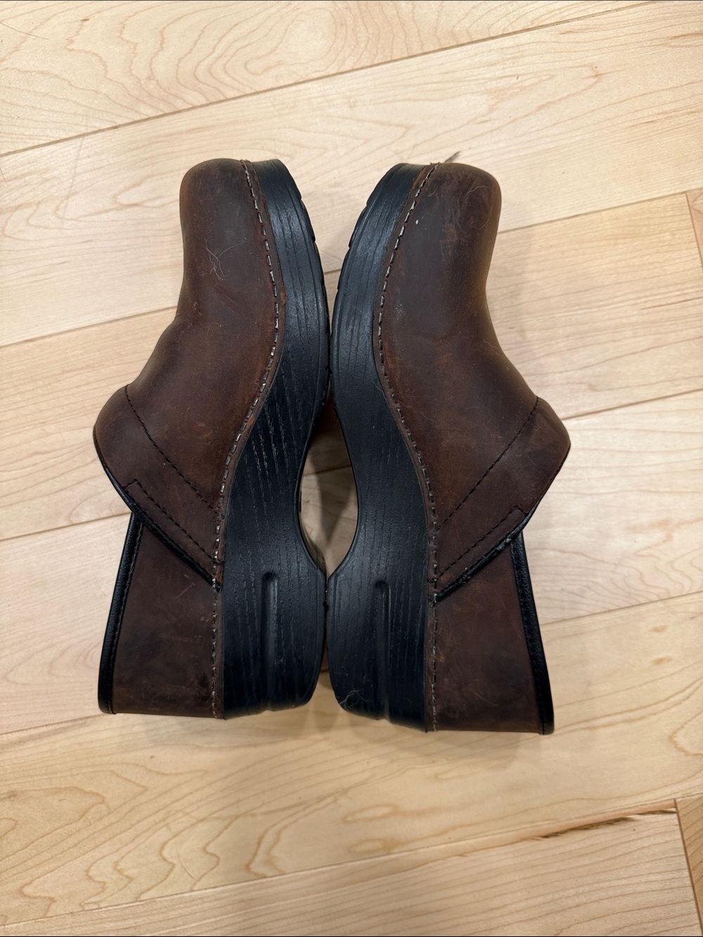 Dansko Brown Leather Women's Clogs - Picture 2 of 4